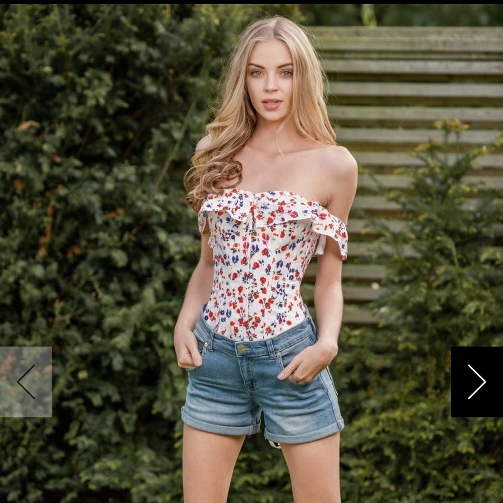 CORSET STORY FLORAL DITSY COTTON CORSET TOP